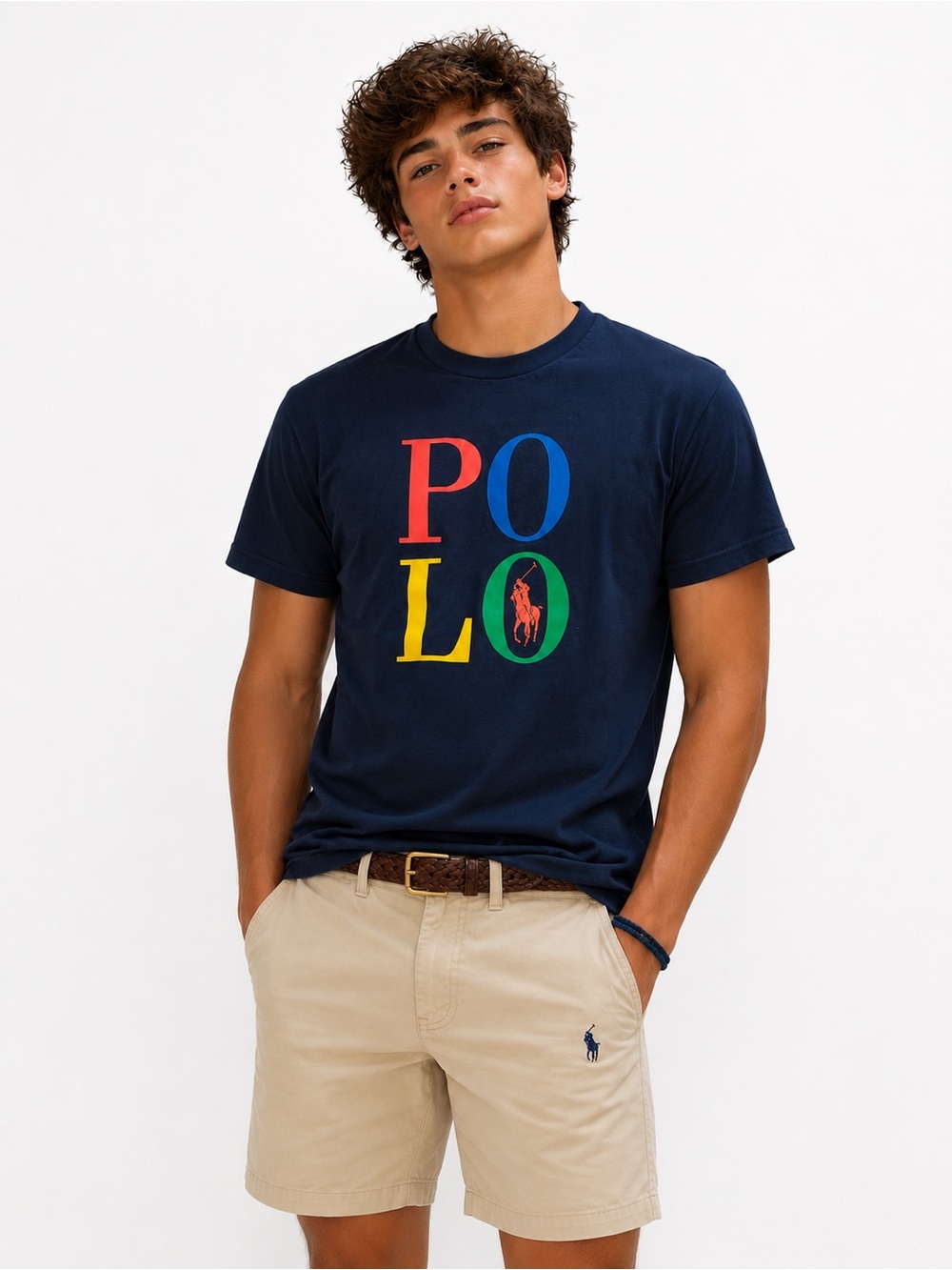 Polo by Ralph Lauren Navy Short Sleeve Tee with Multicolor POLO Graphic